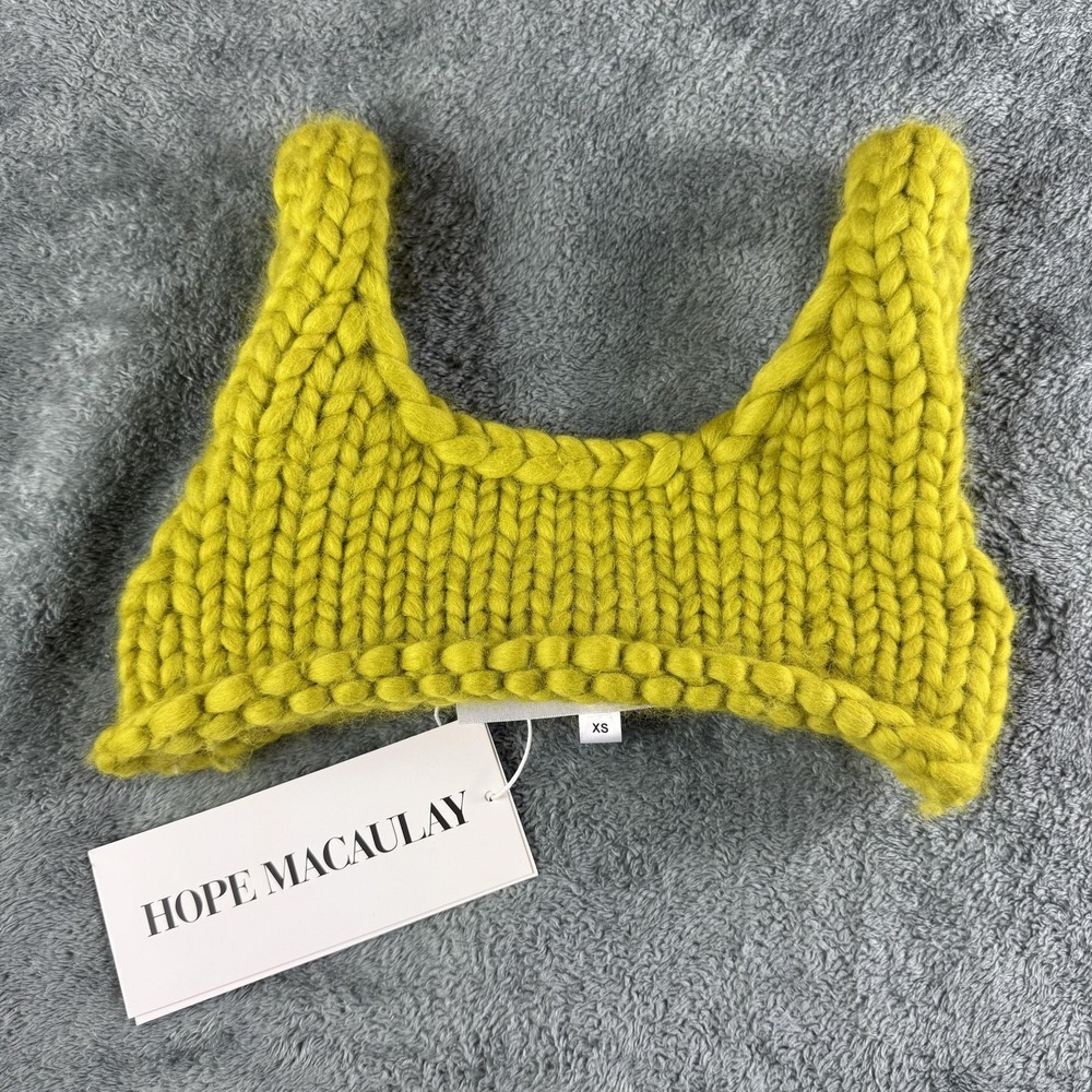 Hope Macaulay Crop Top XS Yellow Chunky Merino Wool Knit Handmade Ireland Bralet